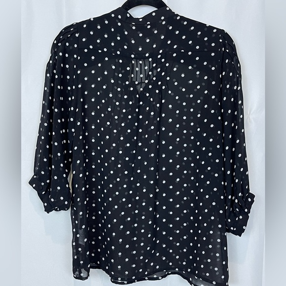 Women's Polka Dot Sheer Blouse Size Small black/white By Cotton On 3/4 Sleeve - Picture 10 of 15